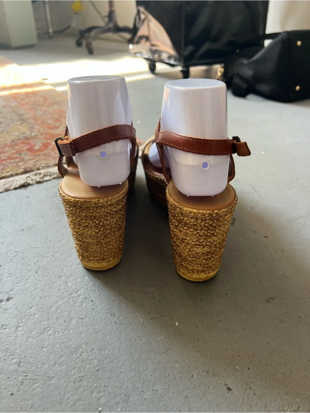 Espadrille Wedge Sandals in Brown and Beige